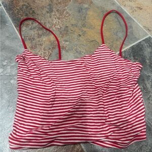 Pac sun Red and White Striped Women's Top